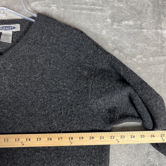 Old Navy Mens‎ Dark Gray Lambswool Sweater Solid V Neck Pullover Long Sleeve L - Picture 3 of 5